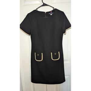 Tommy Hilfiger Sz 4 Classic Scuba Crepe Two Pocket Dress Black Shift Old Money